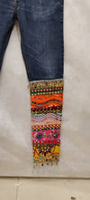 Bohemian Denim Pants with Handmade Embroidery & Patchwork – Unique Artisan Wear - Rajni Collection