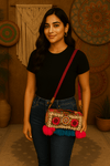 Boho Bandhani Handcrafted Shell Work Sling Bag - Rajni Collection