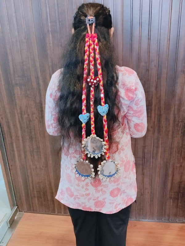 Boho Braided Hair Accessory with Mirror & Shell Embellishments - Rajni Collection