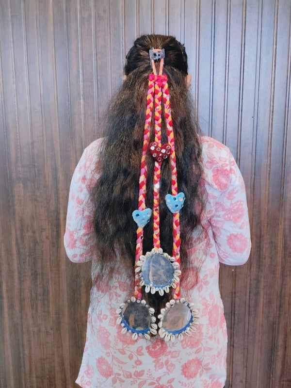 Boho Braided Hair Accessory with Mirror & Shell Embellishments - Rajni Collection