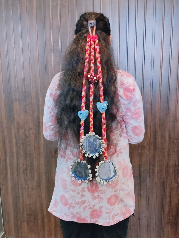 Boho Braided Hair Accessory with Mirror & Shell Embellishments - Rajni Collection
