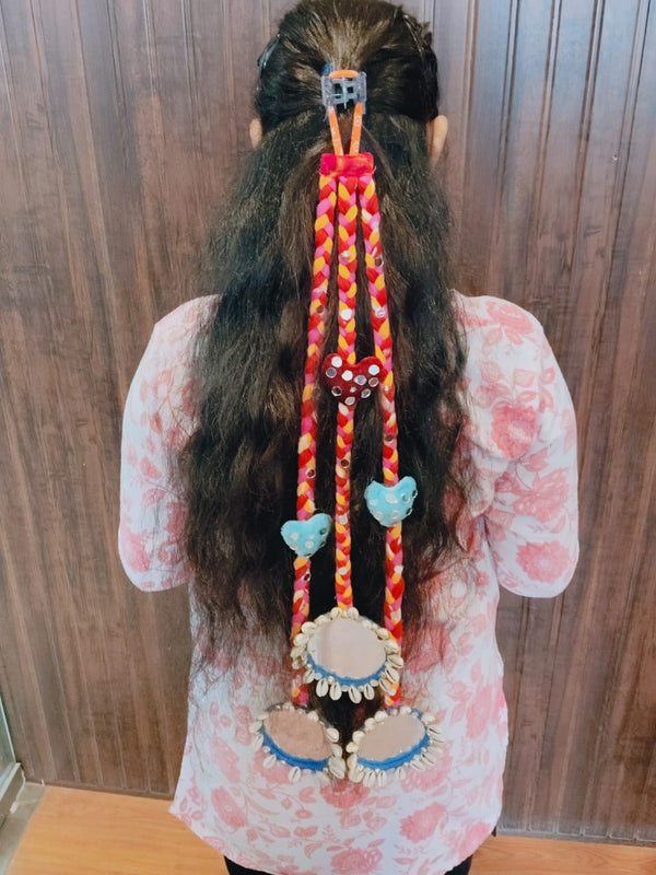 Boho Braided Hair Accessory with Mirror & Shell Embellishments - Rajni Collection