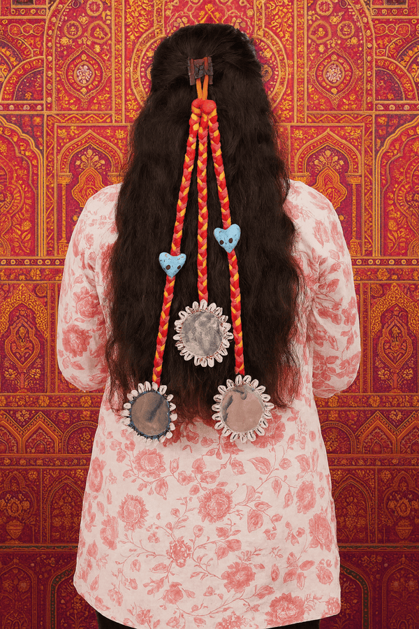 Boho Braided Hair Accessory with Mirror & Shell Embellishments - Rajni Collection