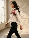 Boho Embroidered Tie - Knot Denim Shirt – Fusion Casual Wear - Rajni Collection