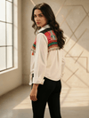 Boho Embroidered Tie - Knot Denim Shirt – Fusion Casual Wear - Rajni Collection
