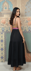 Boho Patchwork Black Maxi Dress - Rajni Collection