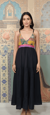 Boho Patchwork Black Maxi Dress - Rajni Collection