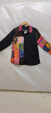 Boho Patchwork Magic Shirt – Multicolor Art on Black - Rajni Collection