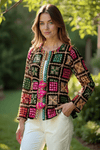 Boho Phulkari Mirror Work Kurti – Multicolor Embroidered Jacket Style - Rajni Collection