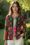 Boho Phulkari Mirror Work Kurti – Multicolor Embroidered Jacket Style - Rajni Collection