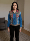 Boho Regal Hand - Embroidered Denim Jacket – Luxe Fusion Wear - Rajni Collection