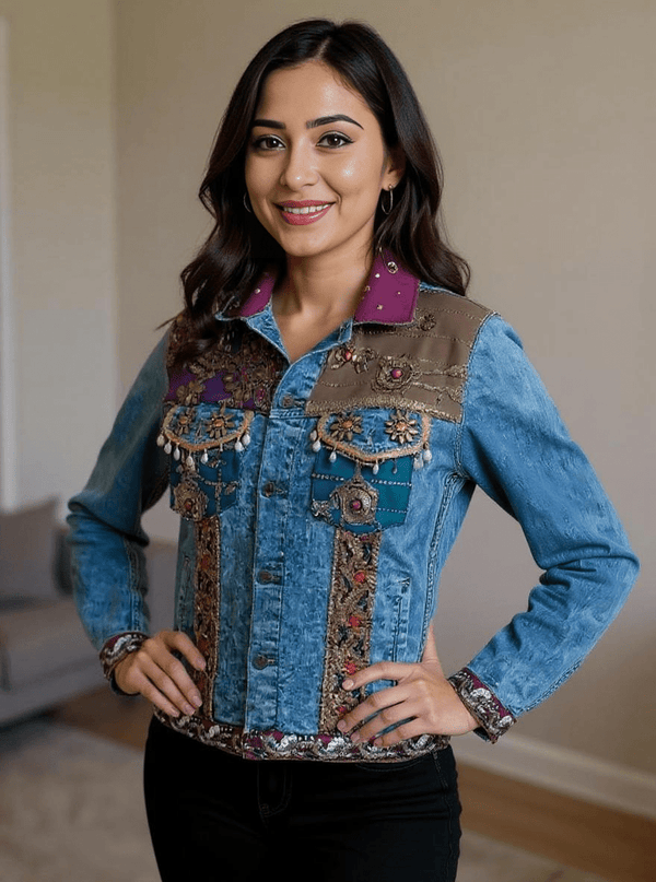 Boho Royale – Embellished Patchwork Denim Jacket - Rajni Collection