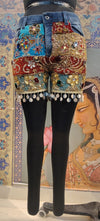 Denim Shorts Boho Patchwork Embroidered - Rajni Collection