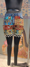Denim Shorts Boho Patchwork Embroidered - Rajni Collection