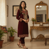 Designer Maroon Velvet Kurta Set with Heavy Embroidery - Rajni Collection
