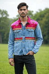 Embellished Denim Fusion Jacket with Rajasthani - Rajni Collection