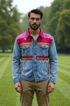 Embellished Denim Fusion Jacket with Rajasthani - Rajni Collection