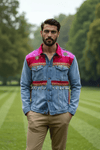 Embellished Denim Fusion Jacket with Rajasthani - Rajni Collection