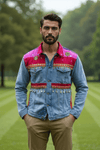 Embellished Denim Fusion Jacket with Rajasthani - Rajni Collection