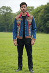 Embellished Denim Jacket with Handcrafted Mirror Work - Rajni Collection