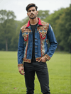 Embellished Denim Jacket with Handcrafted Mirror Work - Rajni Collection