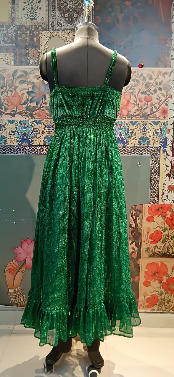 Emerald Green Boho Maxi Dress - Rajni Collection