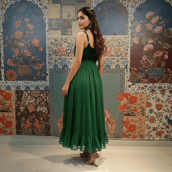 Emerald Green Boho Maxi Dress - Rajni Collection