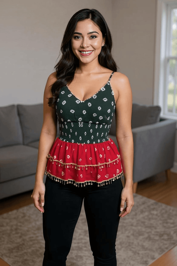 Festive Boho Tassel Peplum Top - Rajni Collection