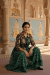 Green Handcrafted Phulkari Embroidered Shrug - Rajni Collection