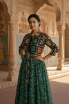 Green Handcrafted Phulkari Embroidered Shrug - Rajni Collection