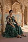 Green Handcrafted Phulkari Embroidered Shrug - Rajni Collection