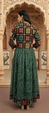 Green Handcrafted Phulkari Embroidered Shrug - Rajni Collection