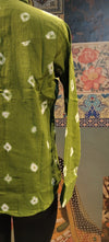 Green Man Bandhani Shirt with Embellished Pocket - Rajni Collection