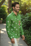 Green Man Bandhani Shirt with Embellished Pocket - Rajni Collection