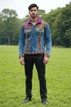 Handcrafted Mirror Work Denim Jacket - Rajni Collection
