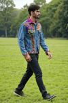 Handcrafted Mirror Work Denim Jacket - Rajni Collection