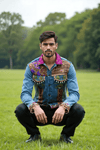 Handcrafted Mirror Work Denim Jacket - Rajni Collection