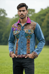Handcrafted Mirror Work Denim Jacket - Rajni Collection