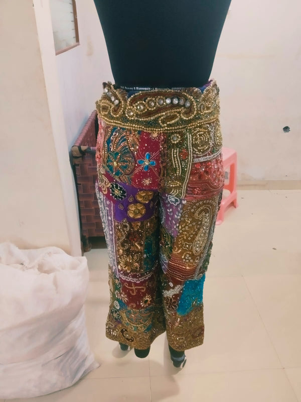 Handcrafted Patchwork Embroidered Palazzo Pants - Rajni Collection