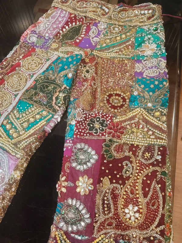 Handcrafted Patchwork Embroidered Palazzo Pants - Rajni Collection