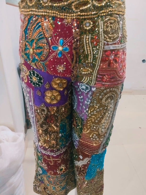 Handcrafted Patchwork Embroidered Palazzo Pants - Rajni Collection
