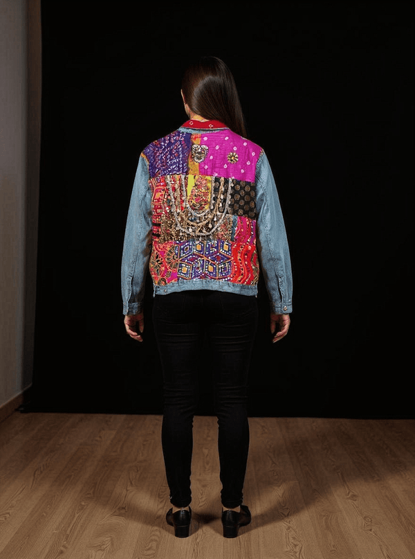 Handmade Boho Patchwork Jacket – Ethnic Denim Fusion - Rajni Collection