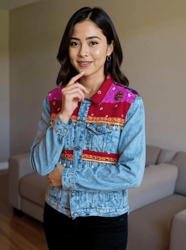 Handmade Boho Patchwork Jacket – Ethnic Denim Fusion - Rajni Collection