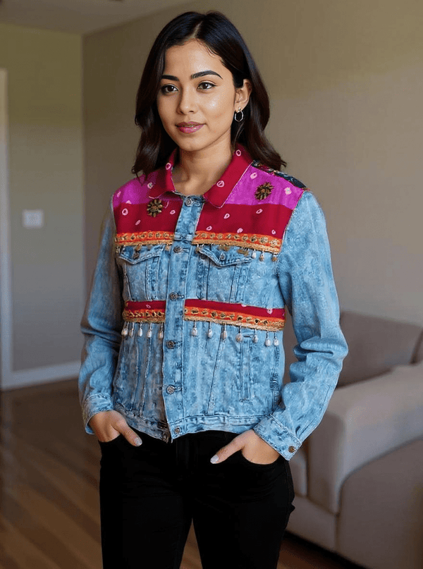 Handmade Boho Patchwork Jacket – Ethnic Denim Fusion - Rajni Collection