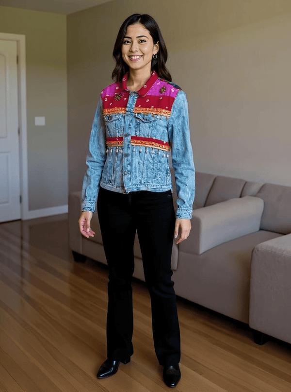 Handmade Boho Patchwork Jacket – Ethnic Denim Fusion - Rajni Collection