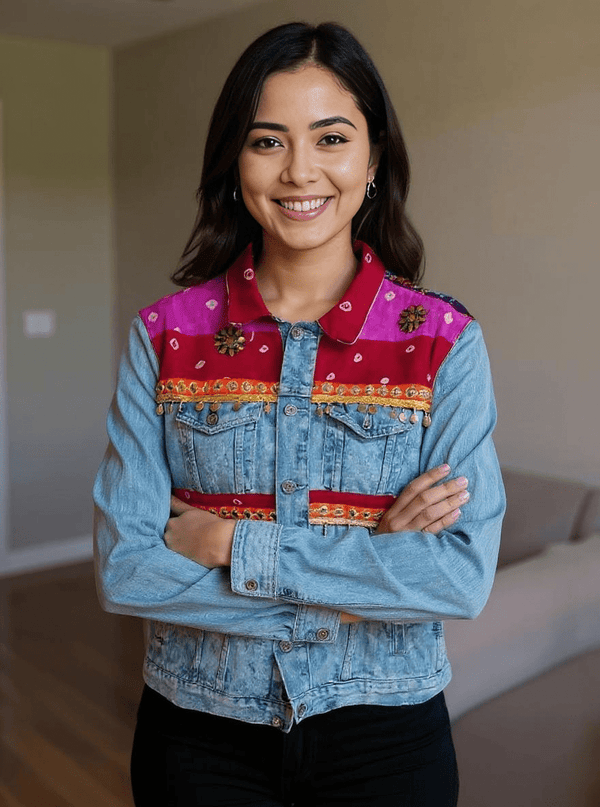 Handmade Boho Patchwork Jacket – Ethnic Denim Fusion - Rajni Collection