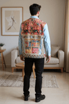 Men’s Denim Jacket with Jaipuri Patchwork & Hand Embroidery Detailing - Rajni Collection