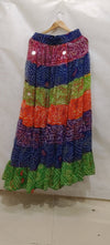 Multi - Color Bandhini Layered Skirt with Tassel - Rajni Collection