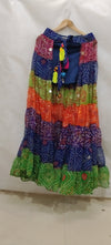 Multi - Color Bandhini Layered Skirt with Tassel - Rajni Collection