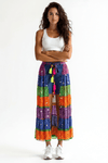 Multi - Color Bandhini Layered Skirt with Tassel - Rajni Collection
